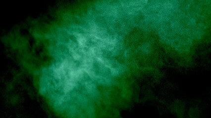 Fototapeta na wymiar Scene glowing green smoke. Atmospheric smoke, abstract color background, close-up. Royalty high-quality free stock of Vibrant colors spectrum. Green mist or smog moves on black background