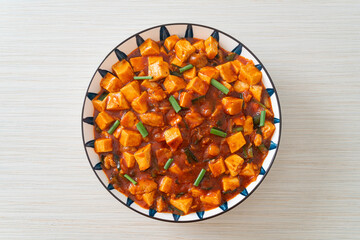 Mapo Tofu - The traditional Sichuan dish of silken tofu and ground beef, packed with mala flavor from chili oil and Sichuan peppercorns.