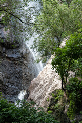 huentitan ravine in guadalajara, full of vegetation water falling, several waterfalls in mexico