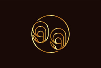 Obraz premium Number 99 Gold Logo, Number 99 monogram line style inside circle can be used for birthday and business logo templates, flat design logo, vector illustration