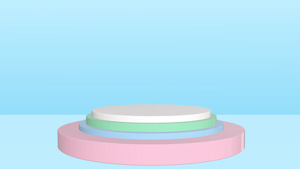 Abstract 3d podium products stand products display background. Minimal Style. Suitable for stand to show cosmetic products. 3D illustration	
