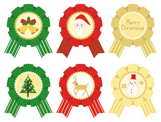 クリスマスをイメージしたロゼットのイラストセット