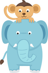 cartoon elephant with monkey