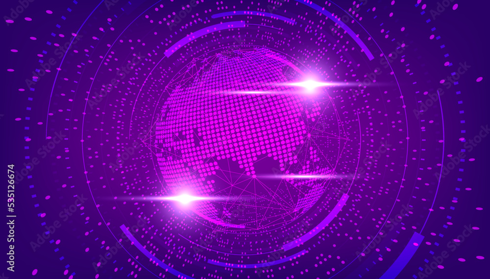 Poster global network connection. abstract earth map. big data visualization background. vector