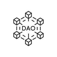 DAO line icon, Decentralized Autonomous Organisation symbol isolated on white background.