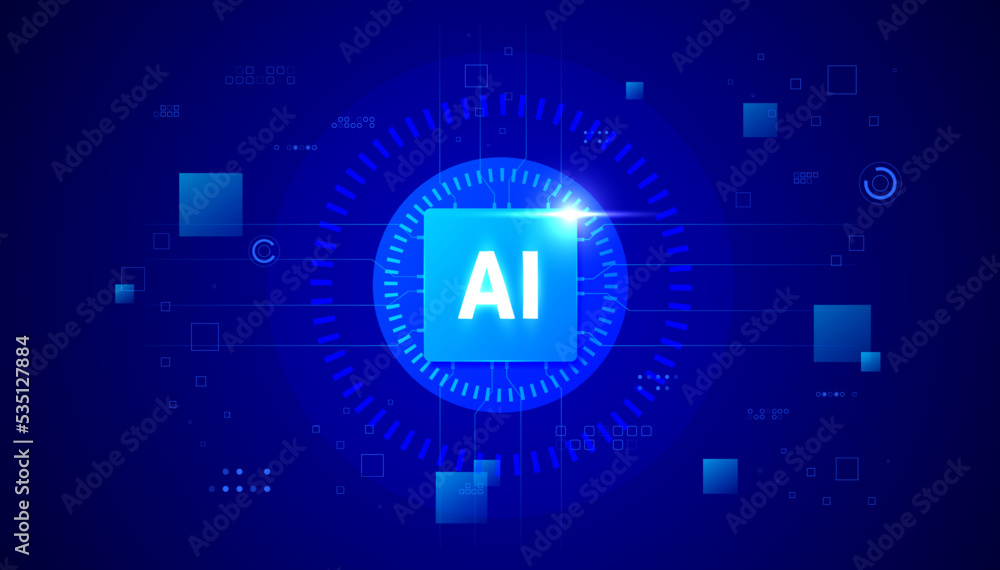 Aufkleber artificial intelligence chipset on circuit board in futuristic concept ai technology artwork for web