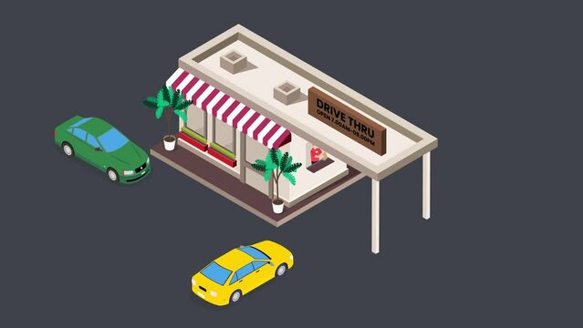 Two cars ordering foods with drive thru service
