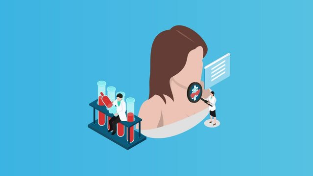 Two doctors checking thyroid cancer disease