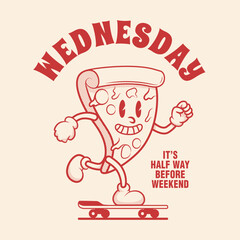 pizza mascot, vintage character, retro art