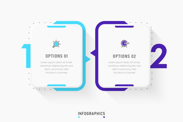 Fototapeta premium Vector Infographic label design template with icons and 2 options or steps. Can be used for process diagram, presentations, workflow layout, banner, flow chart, info graph.