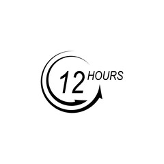 sign of 12, 24, 48 and 72 clock arrow hours logo