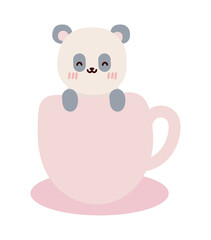 panda on cup kawaii