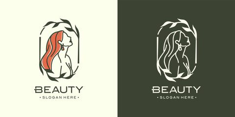 Beauty woman spa and salon logo design