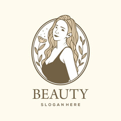Beauty nature woman luxury logo template