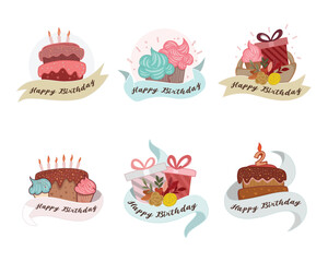 Set of happy birthday label design