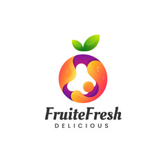 Vector Logo Illustration Fresh Fruit Gradient Colorful Style.