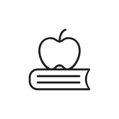 Apple on Book Line Icon Design Vector