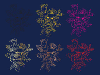 watercolor and line flower element decoration. templates floweras