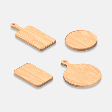 Wooden serving trays, wooden dessert plates, pizzas serving trays in restaurants, cafes, food trucks, food trays, top view, cutting trays for restaurants, cafes, home kitchens, home cooking, promotion