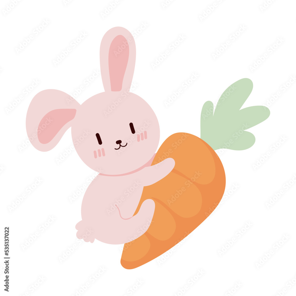 Canvas Prints rabbit and carrot kawaii