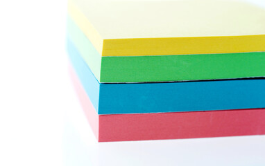 Stack of sticky notes shot on white background