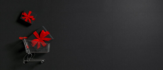 Online shopping promotion sales Black Friday graphic banner in a luxury black and red theme