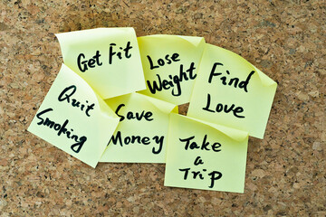 Group of yellow sticky note writing caption inscription