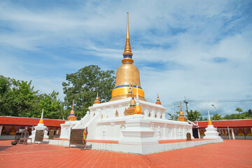 The famous temple Phra That Sawi, one of travel destinations in Chumphon, Thailand.