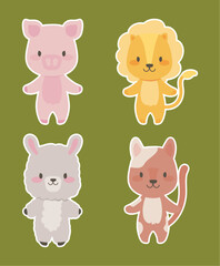 icon set, cute cartoon animals