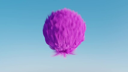 Colorful, abstract, rotating pom pom, fur ball, 3d animation