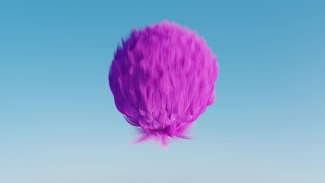 Colorful, abstract, rotating pom pom, fur ball, 3d animation