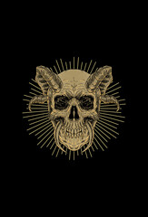 Skull with horn and light illustration