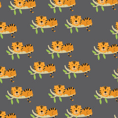 Seamless pattern with cute cat animals. Perfect for kids clothes design