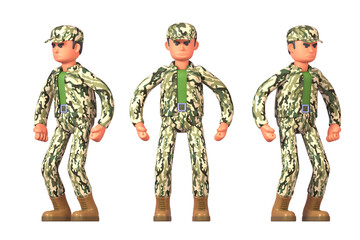 Fototapeta premium 3d render of angry soldier in military uniform