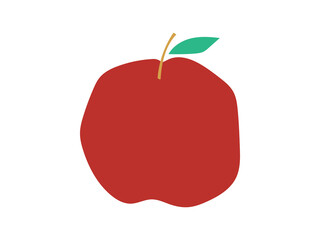 Flat apple hand drawn vector illustration. Ripe fruit, juicy organic food abstract drawing isolated on pastel beige background. Trendy home decor. Modern color print	