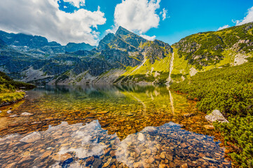 Tatra National Park in Poland. Tatra mountains panorama,  Hiking in Gasienicowa valley (Hala Gasienicowa) to Czarny Staw Gąsienicowy near Kasprowy Wierch