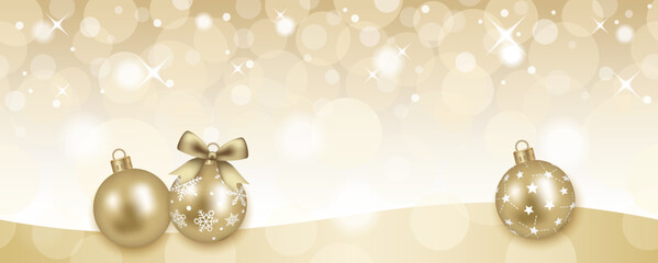 Seamless Abstract Vector Illustration With Christmas Balls And Luminous Background. Horizontally Repeatable.