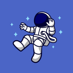 Astronaut flying mascot cartoon character, flat design style
