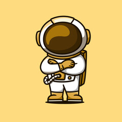 Astronaut mascot cartoon character, flat design style