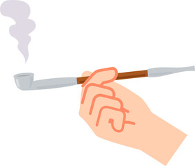 煙が出ている煙管を持った手