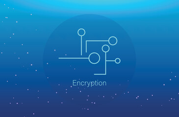 encryption icon vector illustration in a blue background 