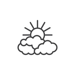 Sun and clouds line icon