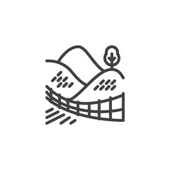 Countryside landscape line icon