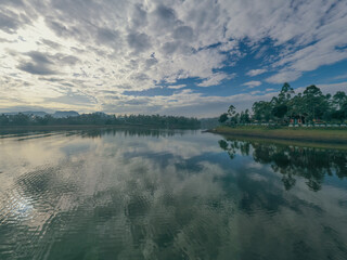 Exotic Lake Behind the Mountain
