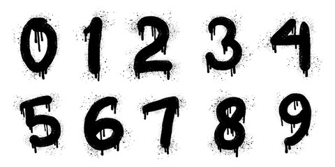 Spray painted graffiti of number on set. alphabet drip symbol. isolated on white background. vector illustration © Receh Lancar Jaya