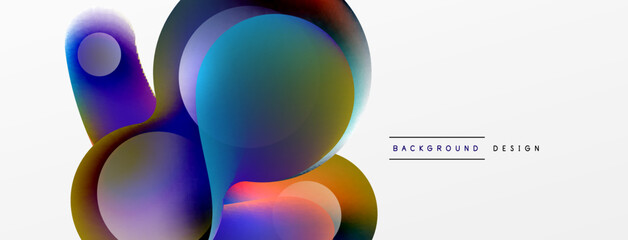 Fluid abstract background, round shapes and circle flowing design for wallpaper, banner, background or landing
