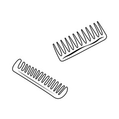 Two black and white combs. Doodle style