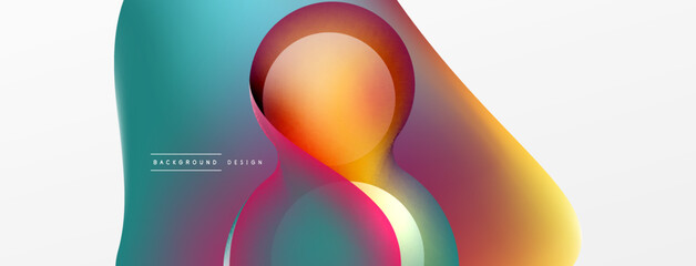 Fluid abstract background, round shapes and circle flowing design for wallpaper, banner, background or landing