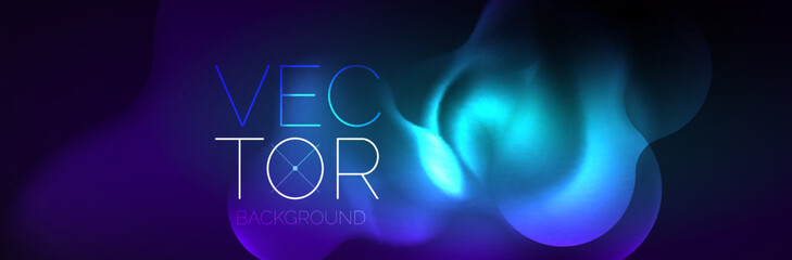 Glowing neon lights abstract shapes composition. Magic energy concept. Template for wallpaper, banner, background or landing