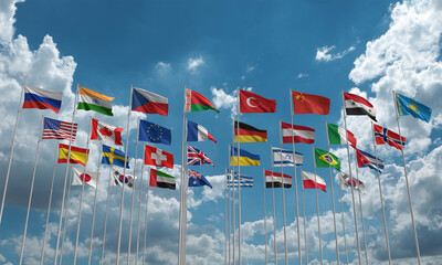 International nation global united community country flag symbol business economy financial...